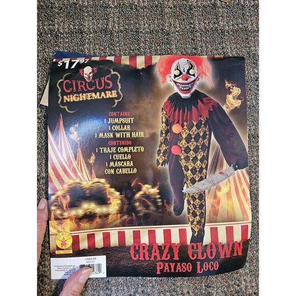 New Circus Nightmare Crazy Clown Payaso Loco Boys Size M 8-10 Halloween Costume - Picture 3 of 4